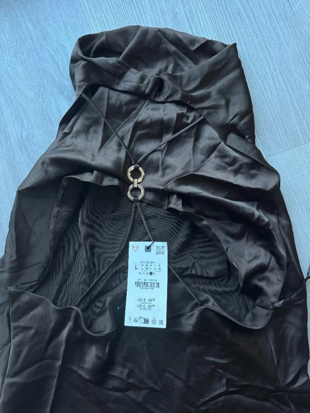 Zara Satin Effect Short Dress in Brown Size XS, S, M and L — brand new with tags - Picture 9 of 12